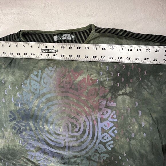 Blue Fish Artwear Tunic Top Lagenlook OS Hand Painted Labyrinth Long Sleeve NWOT - Picture 5 of 9